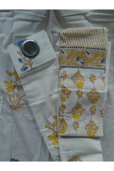 Block Printed Curtains (2Pcs) - 202